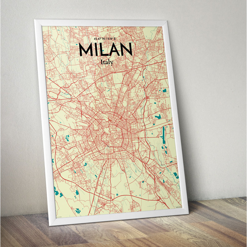 Milan City Map - No Frame Print, 43.2cm H x 27.9cm W x 0.13cm D