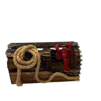 Lobster Trap With Rope And Lobster Figurine