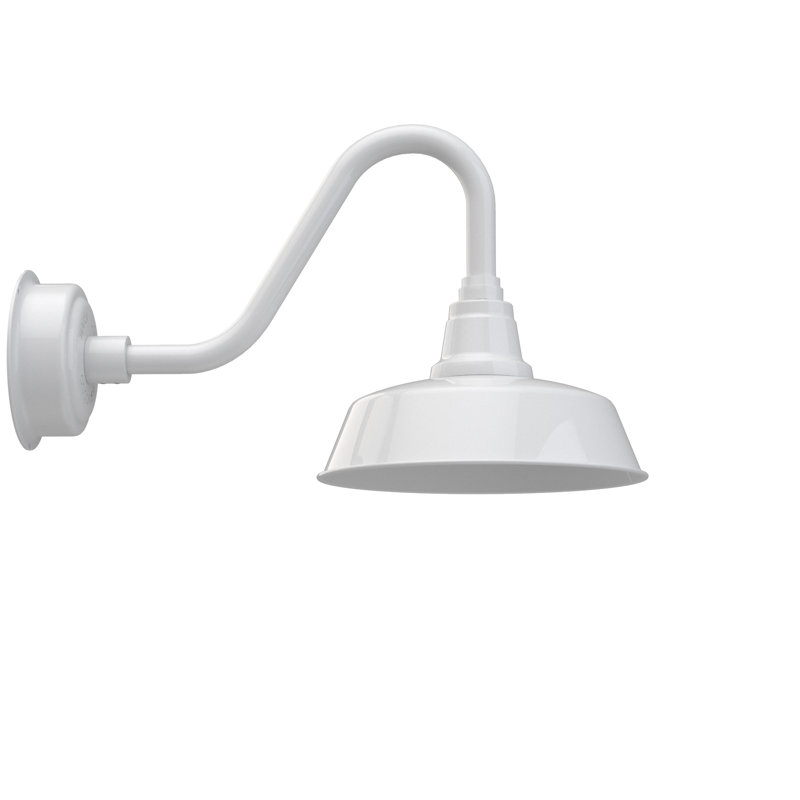 Luminaire de grange d’extérieur à del Vandervliet, H 13,63 po x l 12 po x P 22,25 po, Blanc
