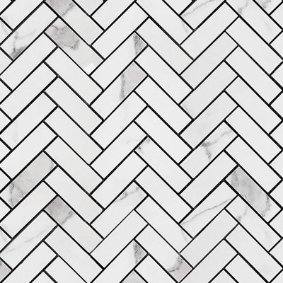 Tuscany Marble 1x3 Herringbone Mosaic Polished Calacatta