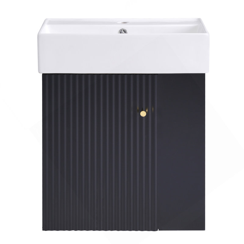 Meuble-lavabo flottant moderne de 21,6 po avec lavabo en céramique - parfait pour les petites salles de bain, rangement à droite