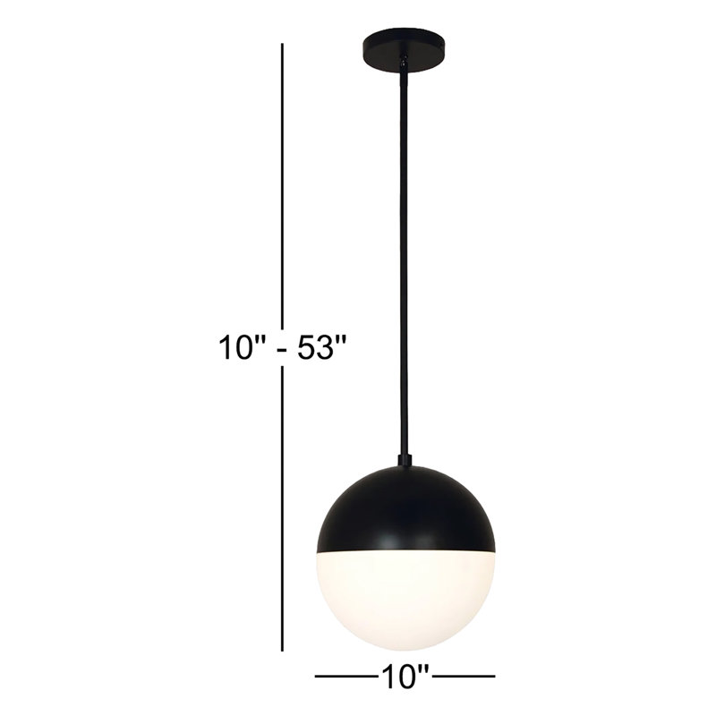 Luminaire suspendu sphère 1 lumière Kerfoot, Noir mat, H 10 po x l 10 po x P 10 po