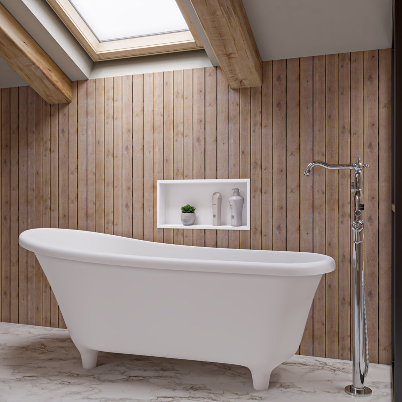 68.25'' x 29.4'' Freestanding Soaking Resin Bathtub