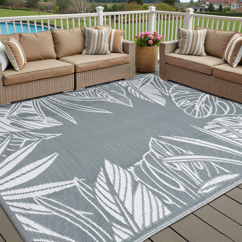 Ellie Outdoor Braided Floral Area Rug, Rectangle 8' x 10"