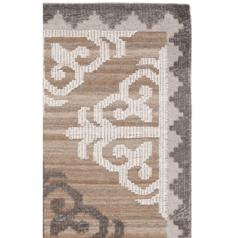 Tapis brun / gris anthracite en laine / coton noué à la main Alimatou, Rectangle 2 pi x 3 pi
