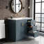 Ensemble de meuble-lavabo 36 po avec lavabo en céramique, meuble de rangement pour salle de bain avec cadre en bois massif, ensemble de meuble-lavabo autoportant avec 3 tiroirs et portes à fermeture douce-647701536