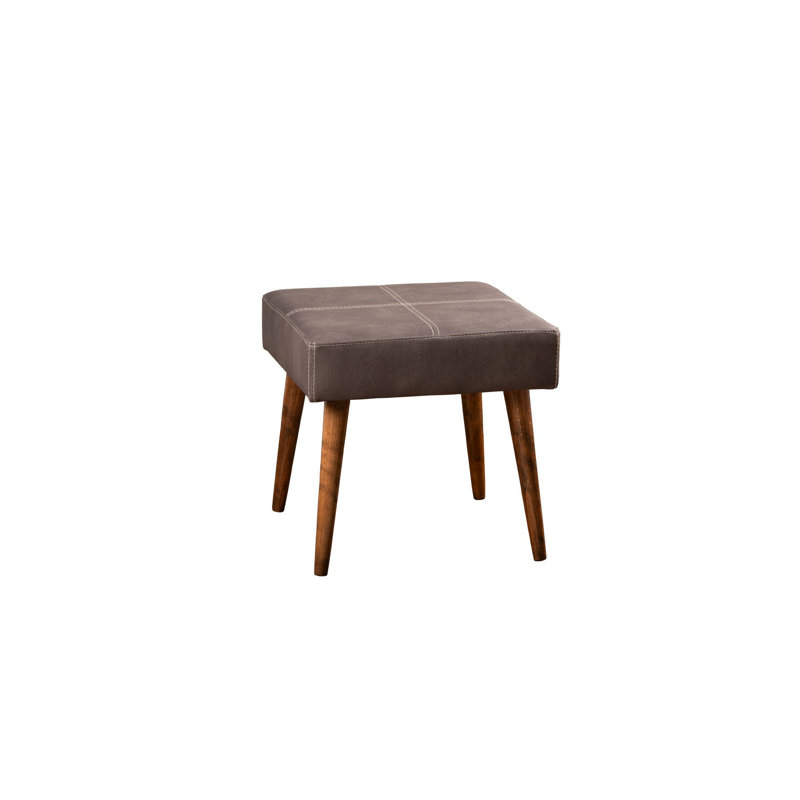Pouf moderne anthracite avec structure en bois de hêtre, 18,1 po x 17,3 po x 18,1 po | 100% cuir de polyuréthane, 32 mousses en mousse pour plus de confort | Tissu facile à nettoyer, design scandinave rustique | Parfait pour le salon et la chambre à coucher