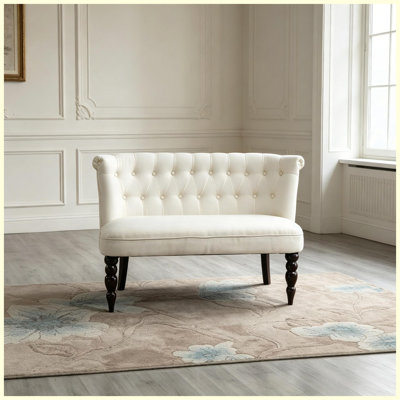 Vintage-Inspired Armless Sofa,Stylish Loveseat,Two-Seater,Retro Tufted Loveseat with Curved Backrest,Elegant Seating for Living Room or Bedroom