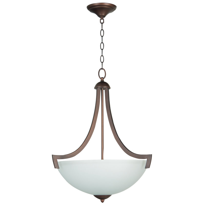 Luminaire suspendu bol 3 lumières unique Alvah, Blanc givré, Nickel satiné