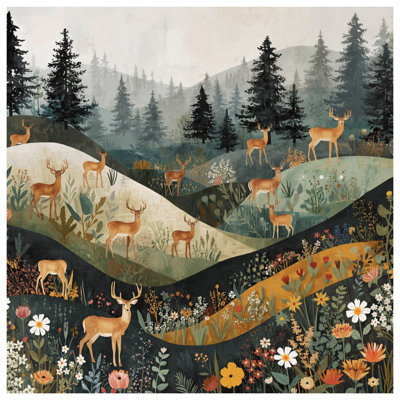 Deer In Forest Landscape Comforter