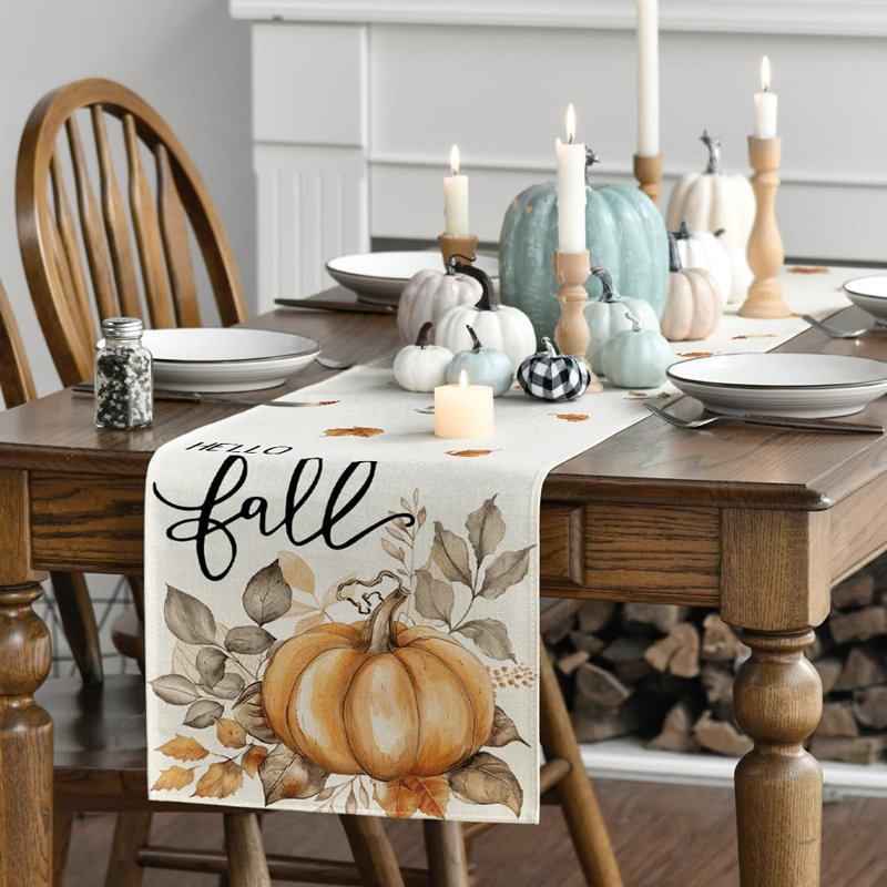 Chemin de table citrouille Eucalyptus 210 GSM