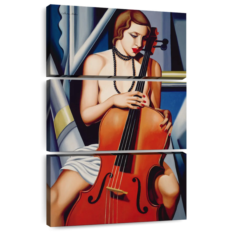 Femme Abarca avec violoncelle, H 38 po x l 24 po