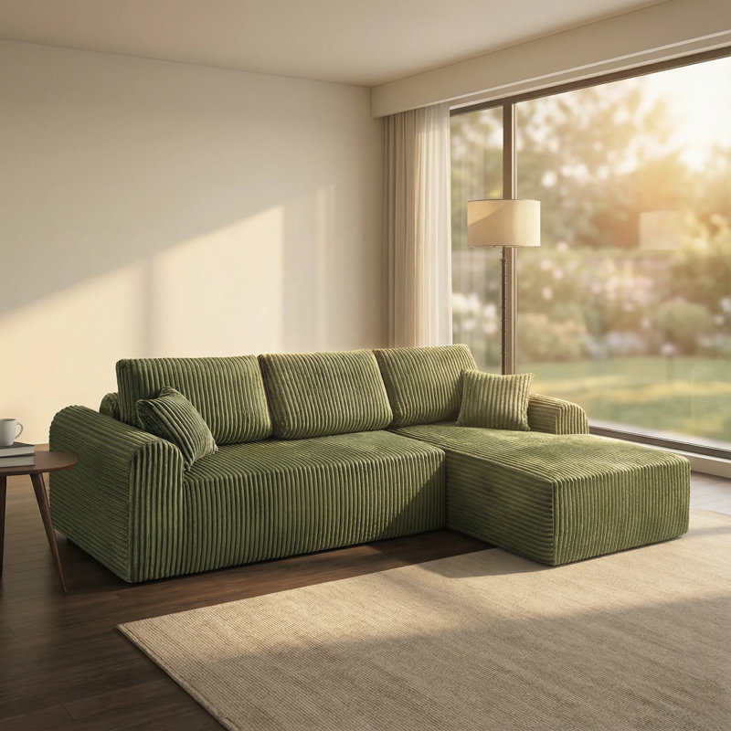 109“ Boneless L-Shaped Sectional Cloud Sofa Free Combination Soft Corduroy Fabric 109 x 69 Inches No Assembly Required 1400 lbs Capacity For Living Room.