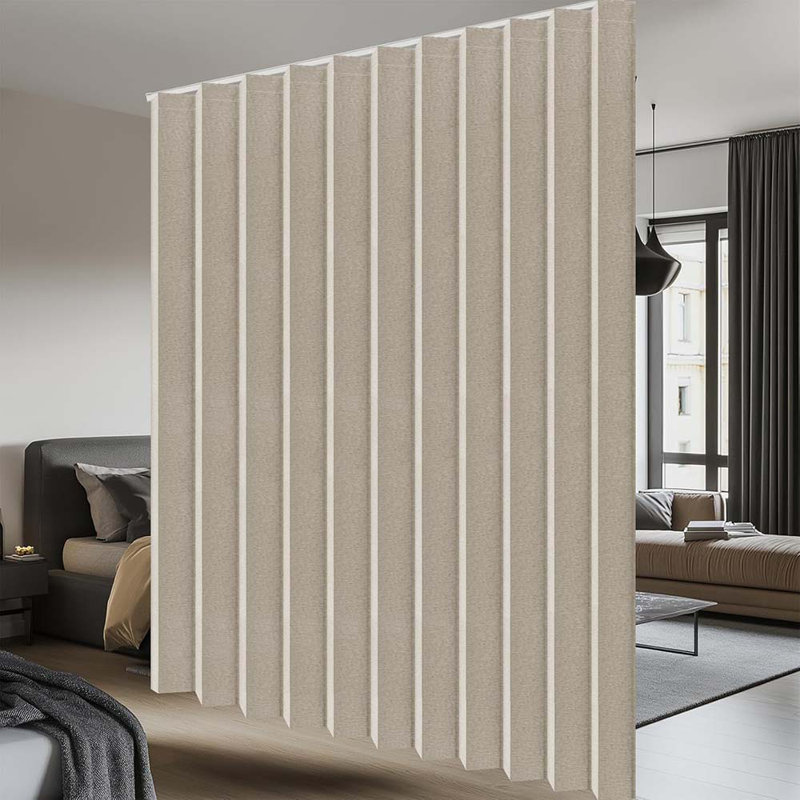 100% Blackout Room Divider Curtains - Total Privacy Curtain Panel, Thermal Insulated Noise Reduction Curtain For Bedroom Windows, Include Ceiling Track(Cream White, W100 X L96, 1 Pack)
