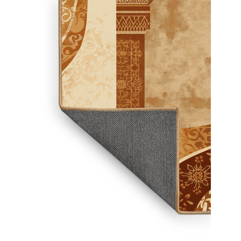 Tapis oriental brun moelleux en peluche douce et ornemental Nikolas, 8 x 12