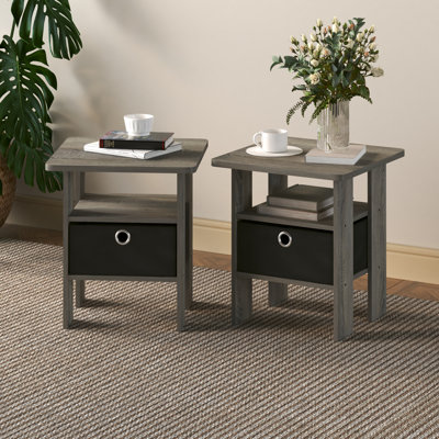 Ensemble de 2 tables de chevet modernes en bois 15,51 po x 15,5 po x 17,52 po avec tiroir et tablette
