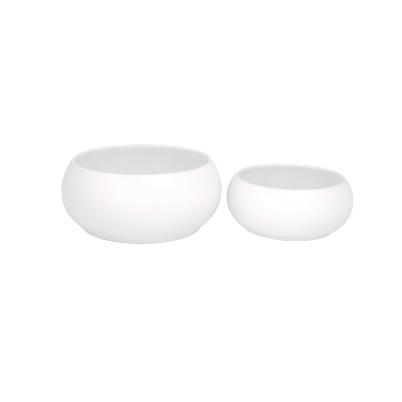 Ensemble de deux pots en grès céramique blanc mat