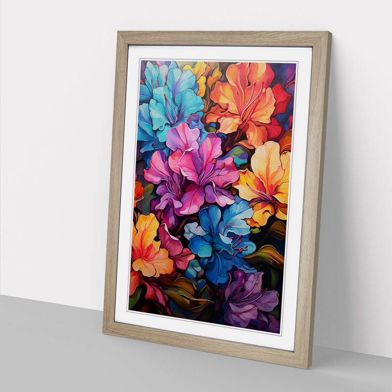 Rhododendron Abstract - Framed Print, 64cm H x 46cm W x 2cm D, Oak Framed