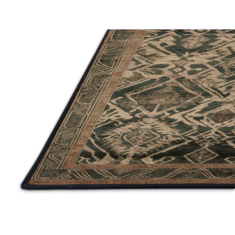 Machine Washable Art Deco Brown Area Rug, Runner 2' x 4'