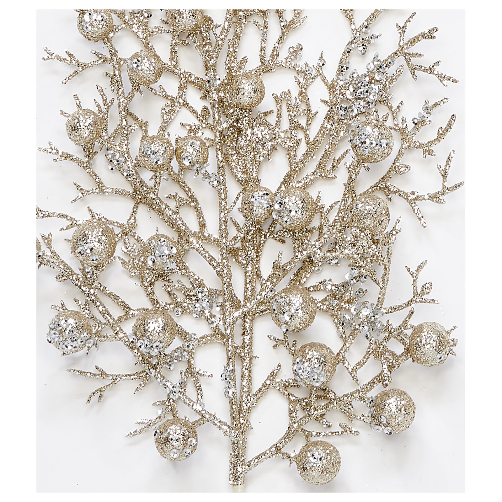 13" Glittered Artificial Berry Christmas Pick, Champagne