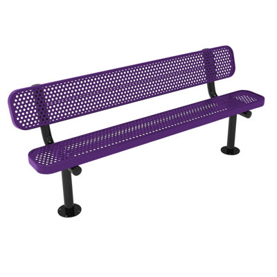 Bench, Black, Expanded, 6Ft, With Back, Surface