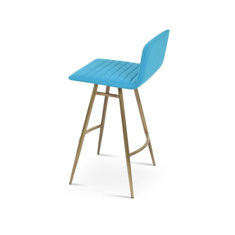 Tabouret de bar et de comptoir Corona, Tabouret de bar (siège d'une hauteur de 30 po), Turquoise, Laiton