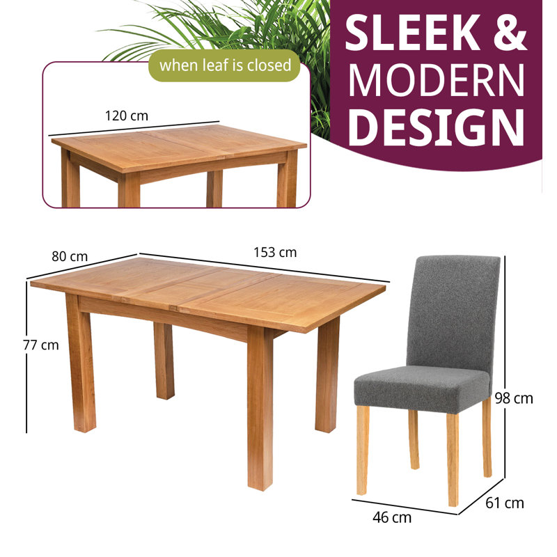 Sorrento 4 - Person Extendable Solid Oak Dining Set, Grey
