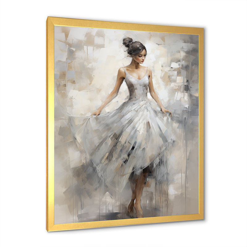 Contemporain gris, ballet, danse symphonie I, H 20 po x l 12 po x P 1 po, Cadre doré simple