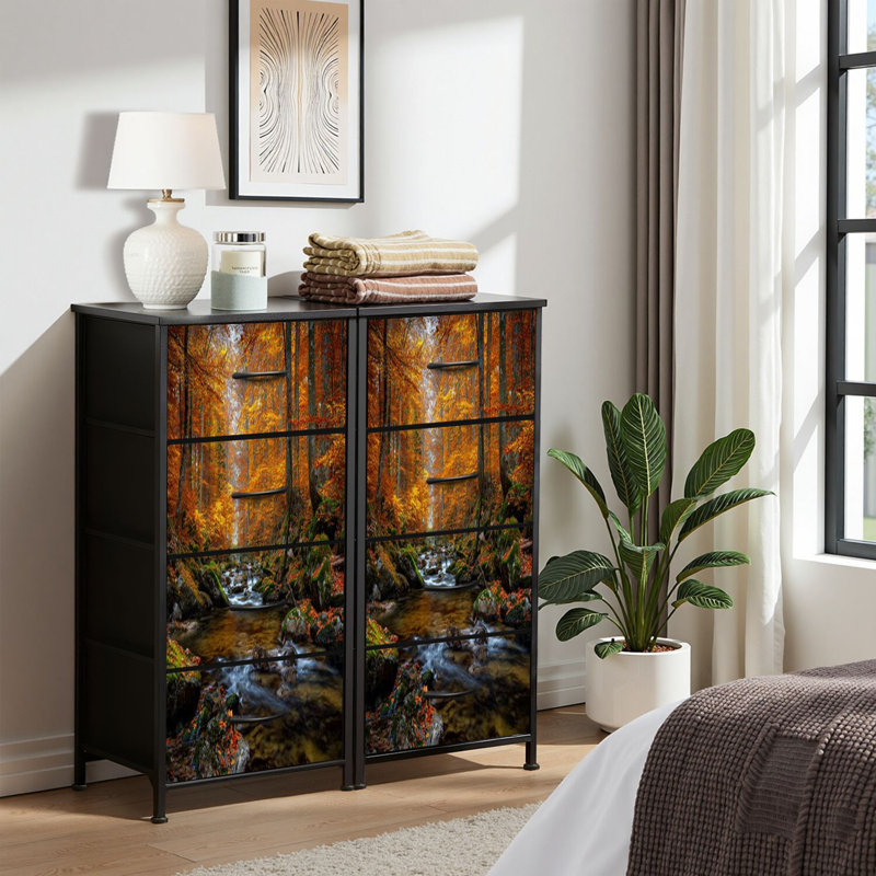 Commode pour commode de chambre à coucher pour placard Stream foggy Forest Nationalpark Harz Commodes et commodes de rangement en tissu avec bacs de rangement à 4 tiroirs