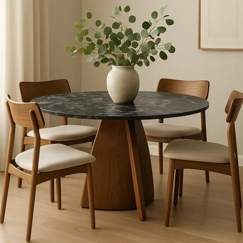 Delone Round Dining Table, Black
