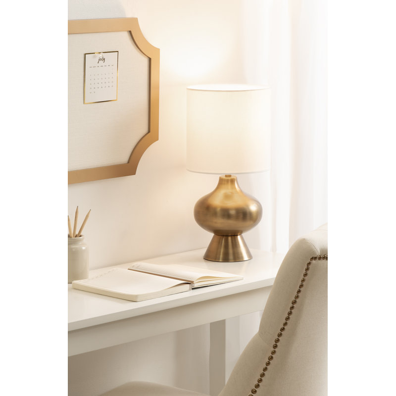 Modern Sculpted Bedside Table Lamp, Gold