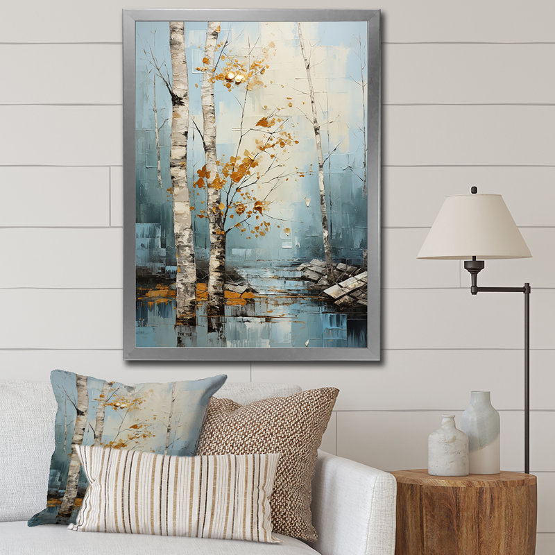 Birch Woods Winter Whispers VII, H 40 po x l 30 po x P 1,5 po, Cadre photo argenté