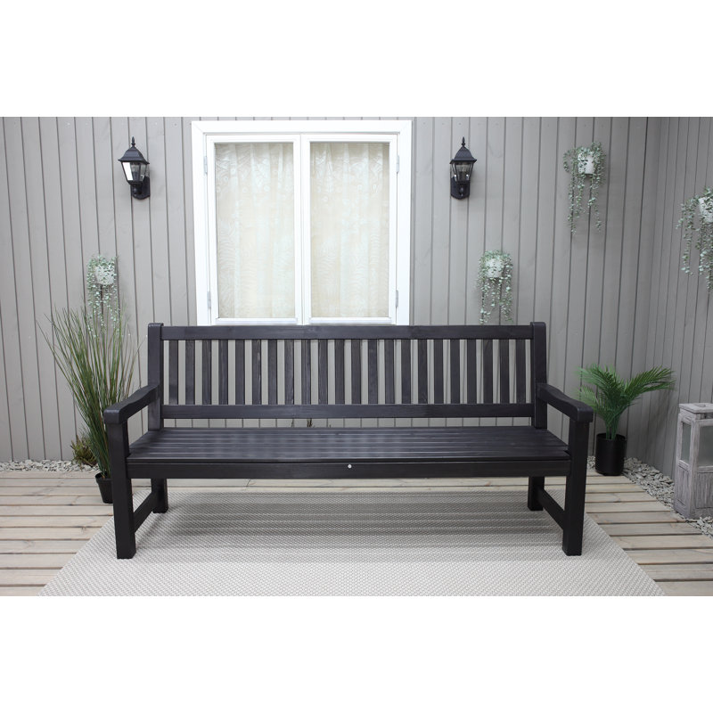 Olwanda Solid Wood Pine Outdoor Bench, Dark Coffee