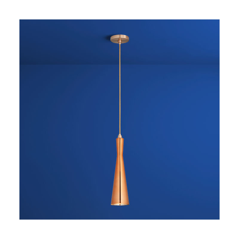 Luminaire suspendu conique 1 lumière Bence, Cuivre satiné, Verre couleur de cuivre
