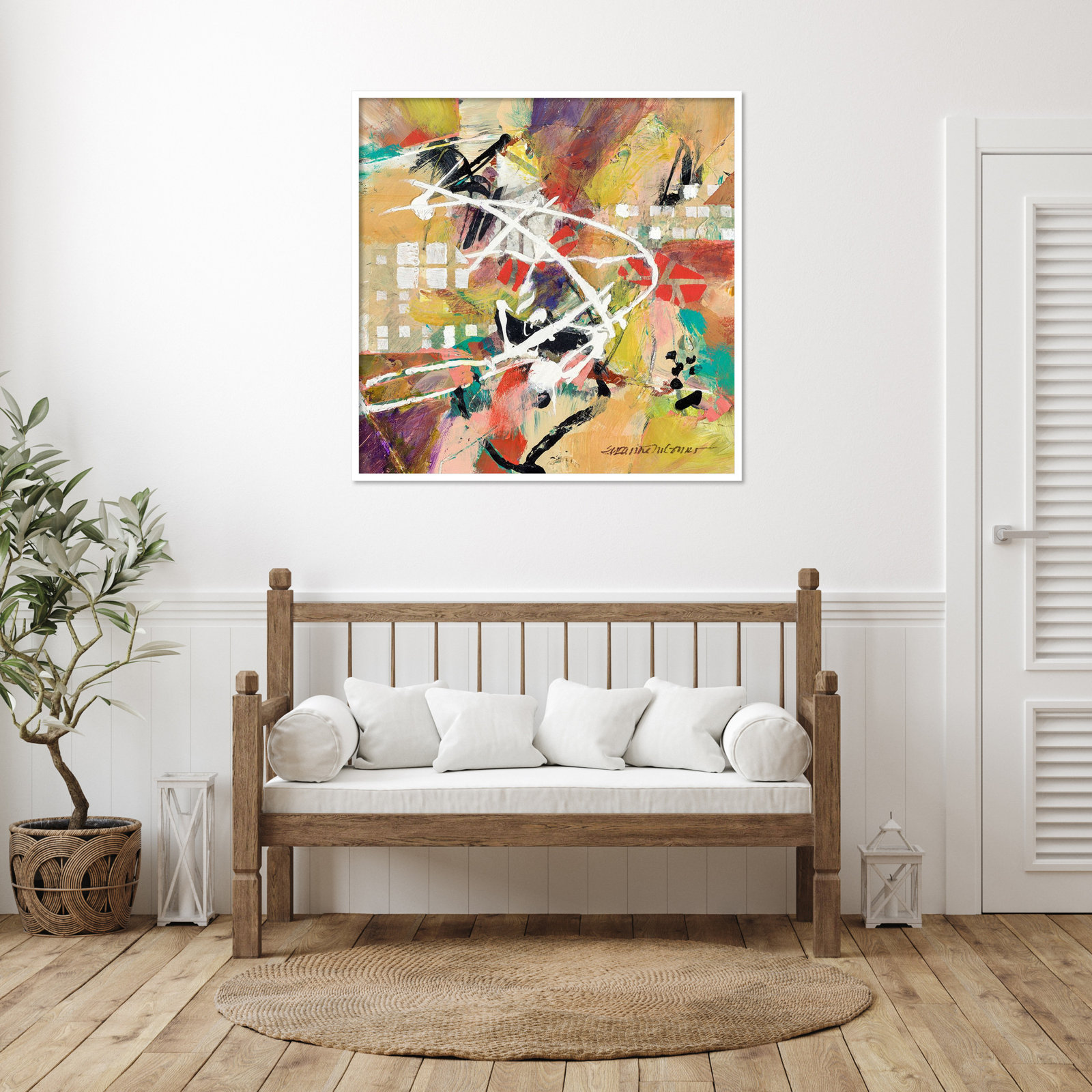Sutter "Boogie" Print by Suzanne McCourt, 41" H x 41" W, White