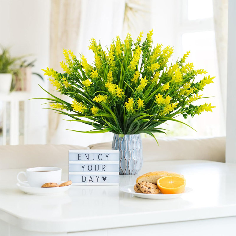 20 paquets de plantes artificielles artificielles pour l'extérieur (jaune), Jaune