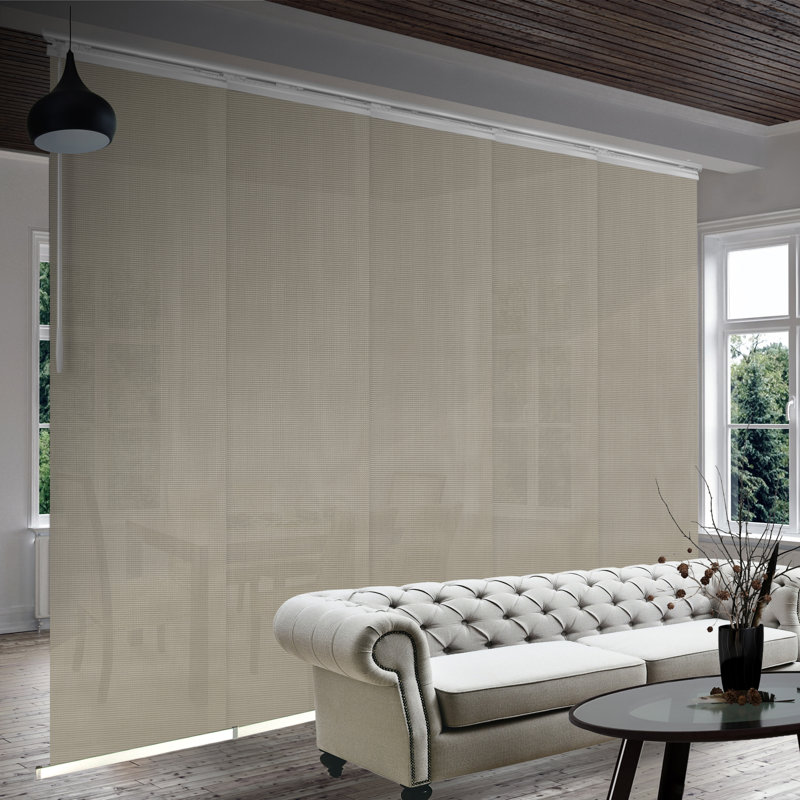 Store vertical semi-diaphane en maille ardoise, L 110 po x L 116 po, Blanc