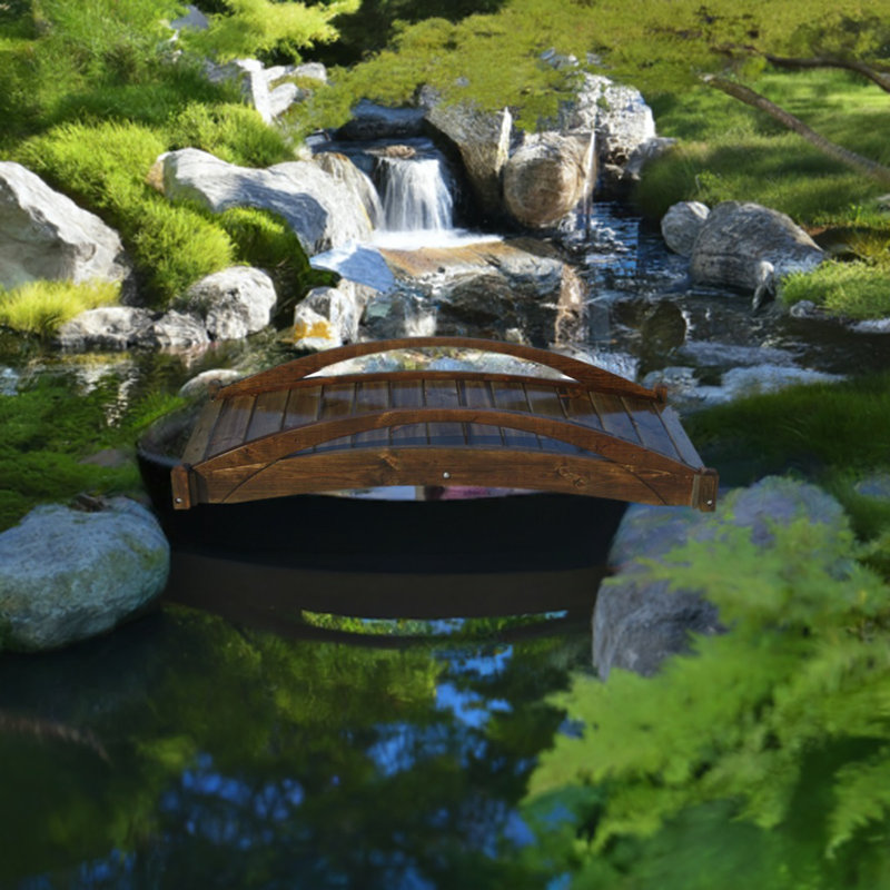 Pont de jardin en bois, H 13,75 po x l 70,5 po x P 32,5 po, Noir