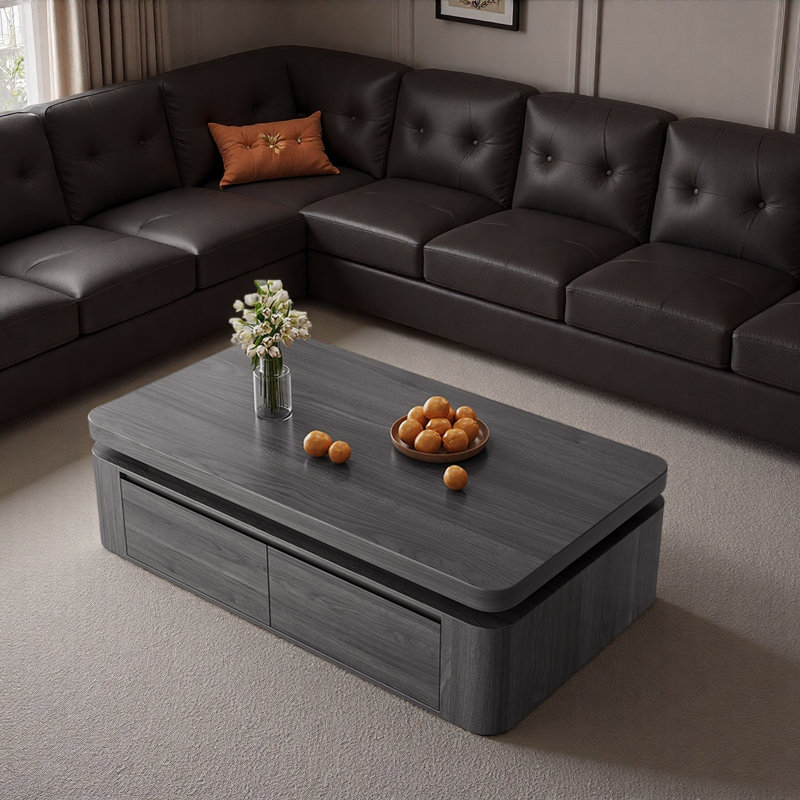 Retro Solid Wood Coffee Table, 18.9" H x 55.1" W x 31.5" D, Gray