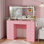 45.9" Glass Top Makeup Vanity Set with Lighted Mirror, 11 Drawers & Hair Dryer Holder