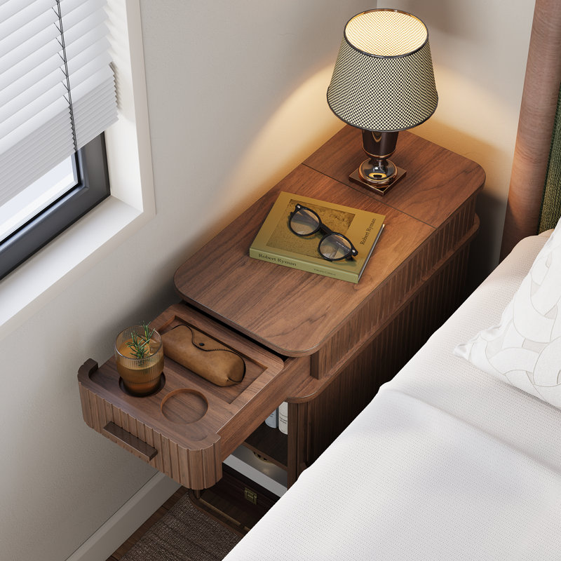 End Table With Charging Station, Walnut