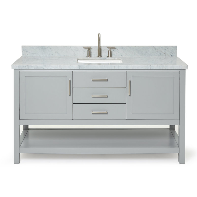 Bayhill 61" W Single Bathroom Vanity Set, Gray, 49", Rectangle