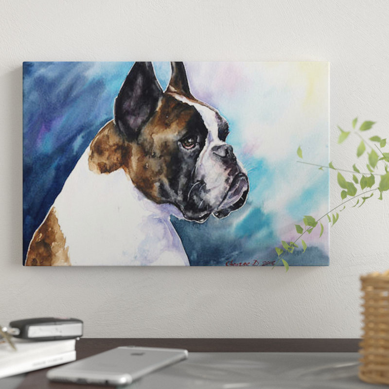 Impression sur toile boxer, H 26 po x l 40 po x P 1,5 po, Toile tendue, Pas de tapis