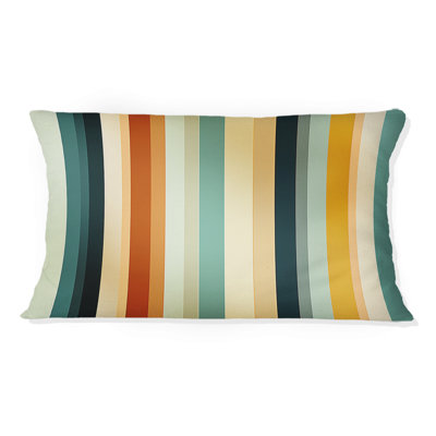 Beige And Green Striped Harmony - Striped Printed Throw Pillow