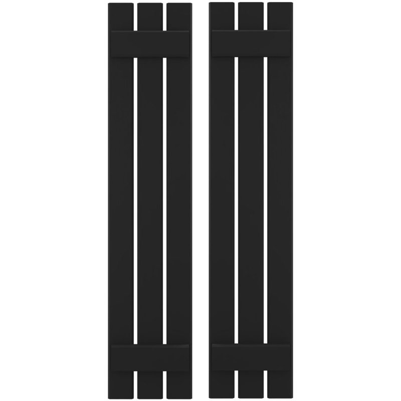 Volets de 2 lattes en bois véritable pour l'extérieur Americatt (par paire) Americraft, Noir, 11 1/2", 44"