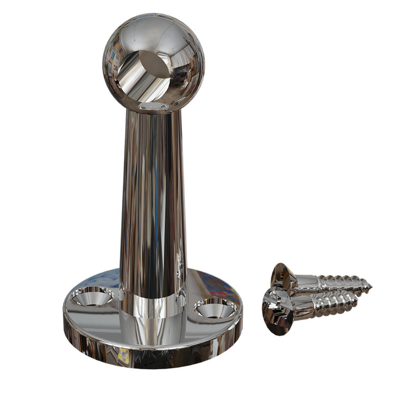 Traditional Gallery Rail End Post - Flat, Polished Chrome