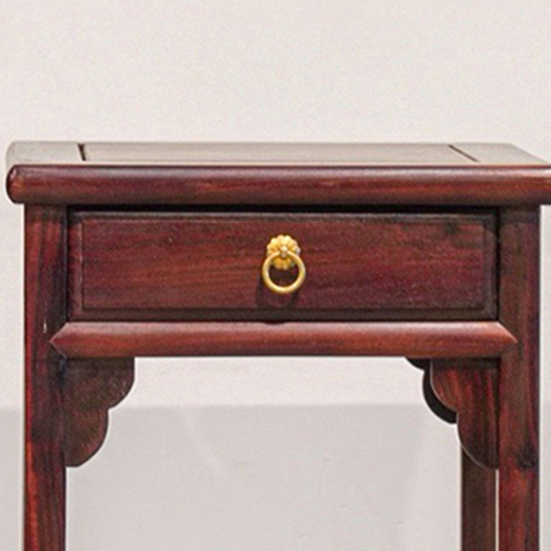 Solid Wood Table with Drawer and Lattice Storage