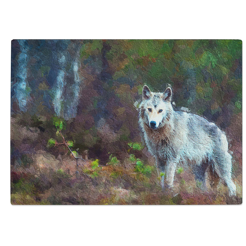 Glass Lone Wolf Chopping Board, 39 cm W x 28.5 cm L