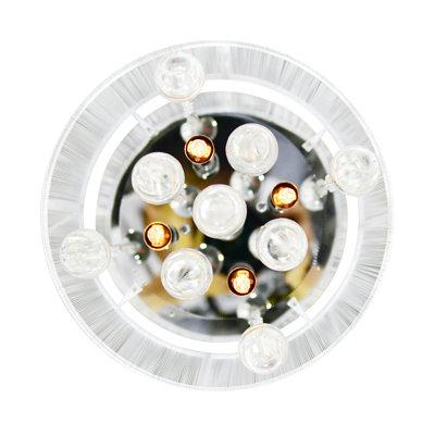 4 Light 10in Flush Mount Chrome Frame & White Shade with Crystal Drops
