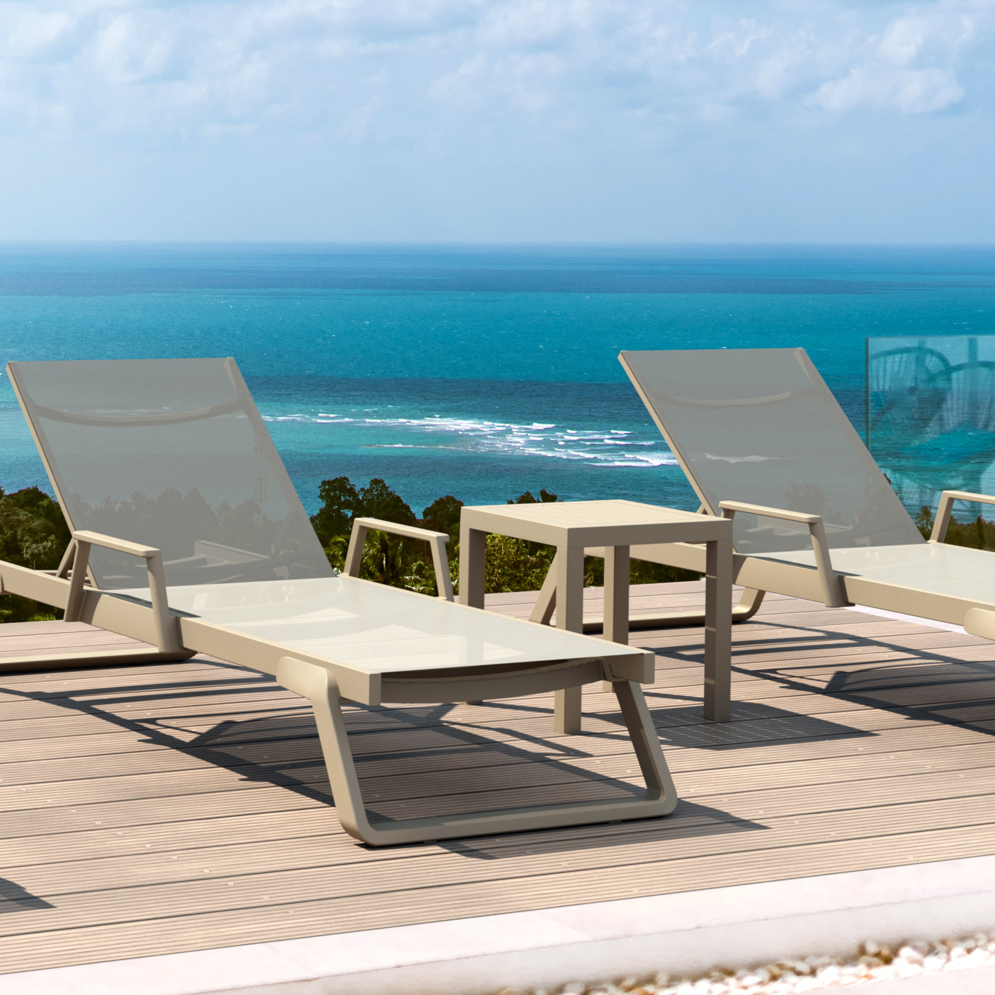 Genelda Outdoor Chaise Lounge, Taupe